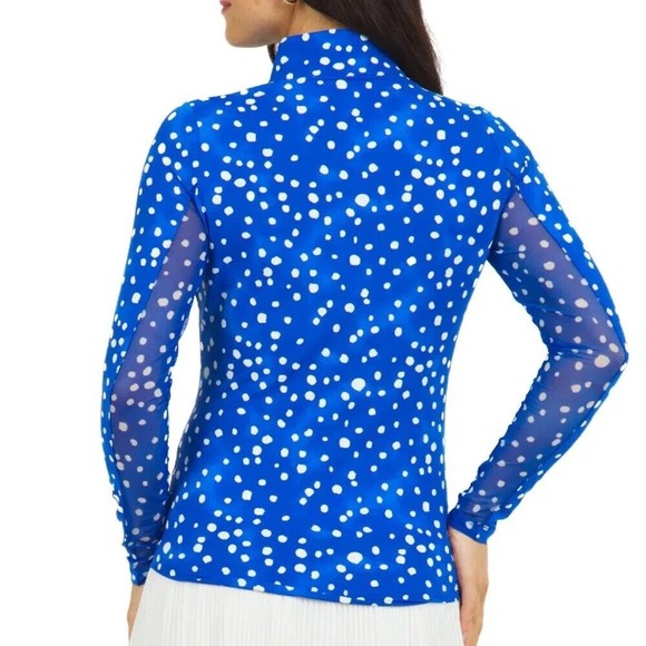 IBKUL Womens Alexis Long Sleeve Mock Neck Top - Turquoise Multi
